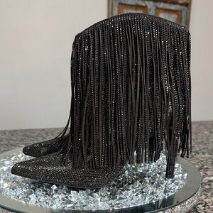 INC International Concepts Glittering Black Rhinestone Boots NEW 7.5